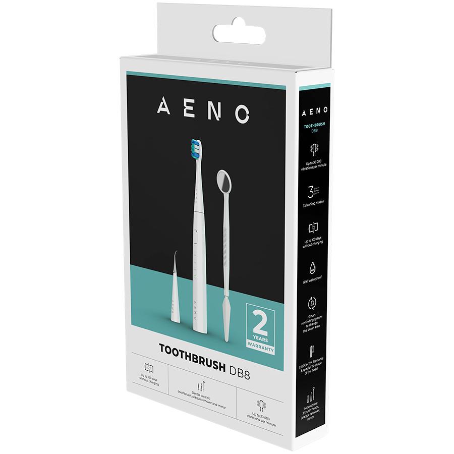 Aeno Db8 Sonic Toothbrush with Mirror and 3 Heads White