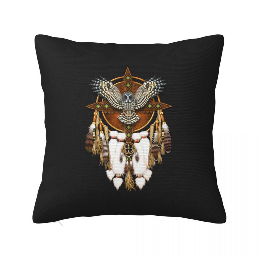 Native Mandala Owl American Square Pillowcase Cushion Cover Pillow Case Throw Pillow Cover for Home Sofa Living Room