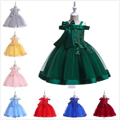 Perlenbesticktes Ein-Schulter-Satin-Netz-Blumenmädchenkleid