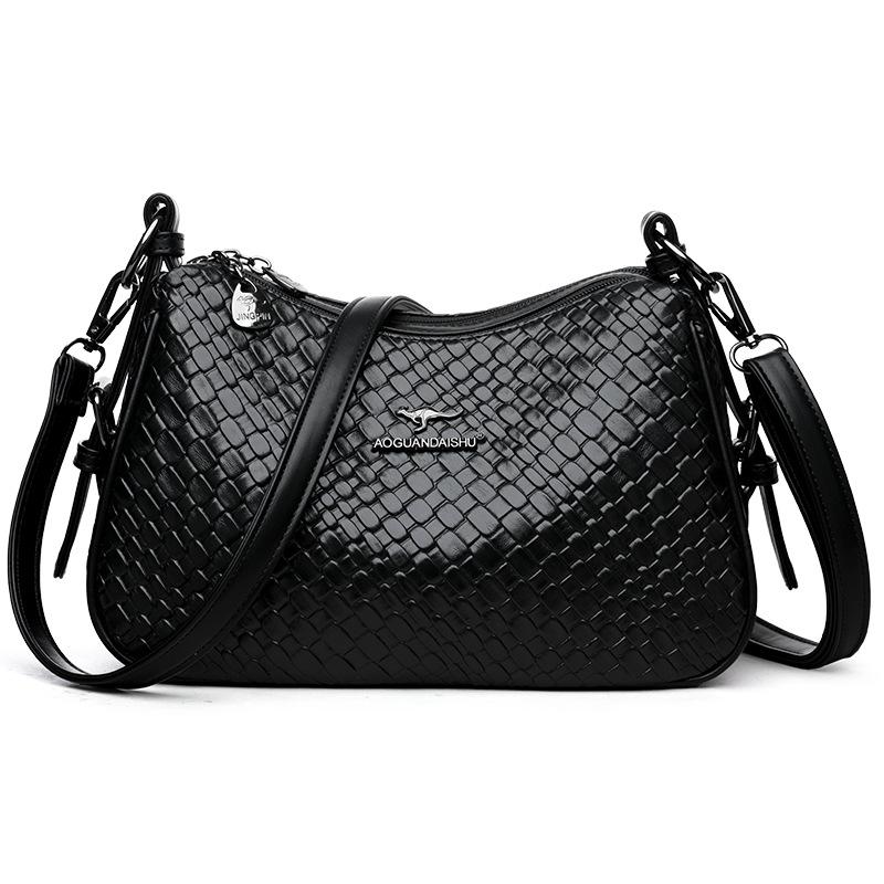 Autumn New Autumn Style Middle  Aged and Elderly Women's Bag Shoulder Crossbody Bag Soft Leather Women's Singles Bag