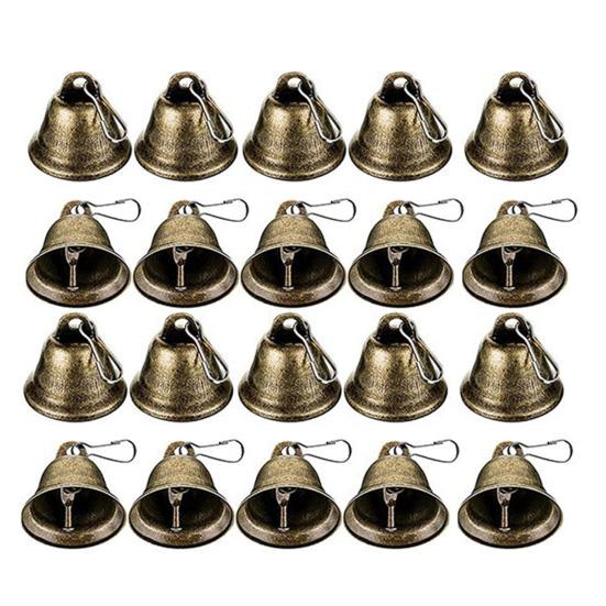 Small Bell Christmas Ornaments Vintage Brass Jingle Bells with Hook for Hanging Wind Chimes Making Home Wedding Christmas Party Decoration