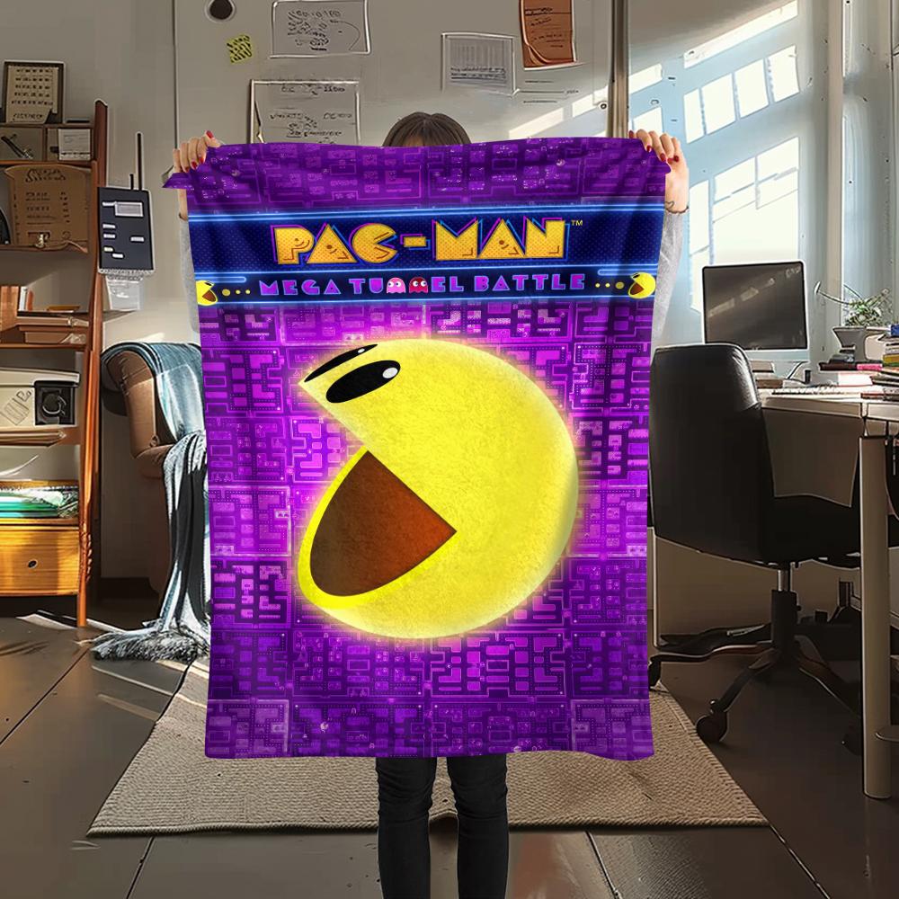 1 Stück Pacman-Print Flanelldecke, Hohe Qualität, Bequem für alle Jahreszeiten, Heimdekoration, Wärme und Komfort, Perfekt für Geschenke