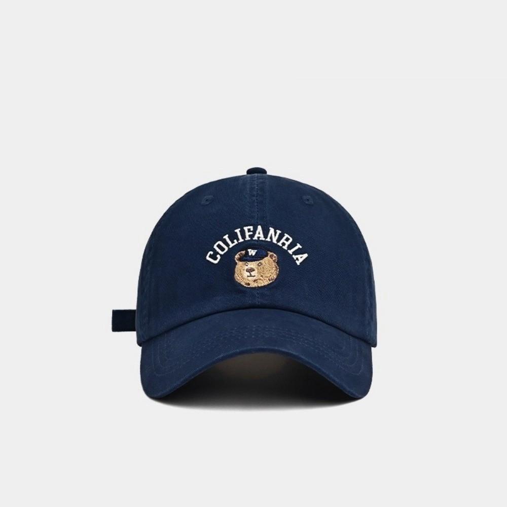 Solid Color Men Women Baseball Cap Korean Snapback Hat Casual Bear Embroidery Cap  Teenagers