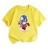 Kids Boys Girls 100% Cotton Crew Neck Short Sleeve T-Shirt, Cute Cartoon Superhero Printed Casual Breathable Summer Tops for Children Daily Wear