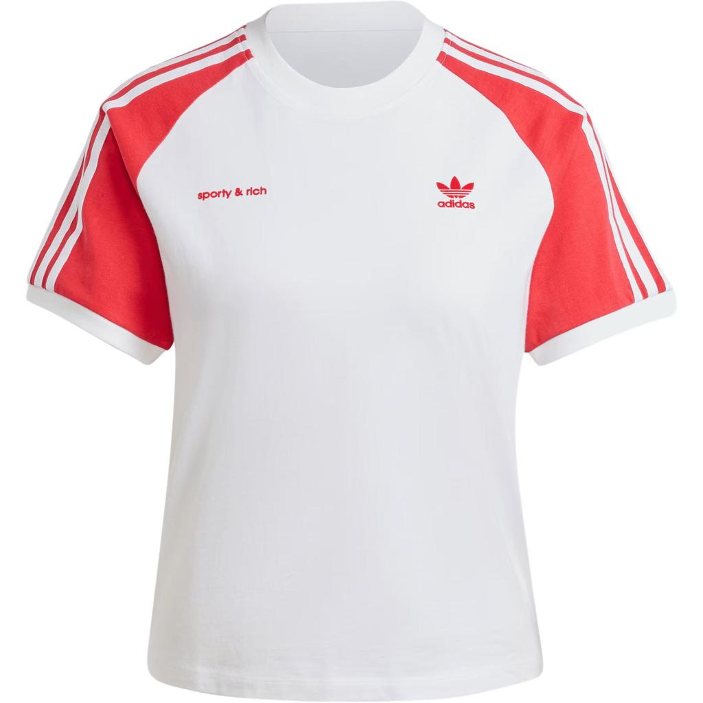 Adidas Originals X Sporty & Rich Comfortable Fashion Round Neck Short Sleeve T-Shirt Women T-Shirts Red JI9274
