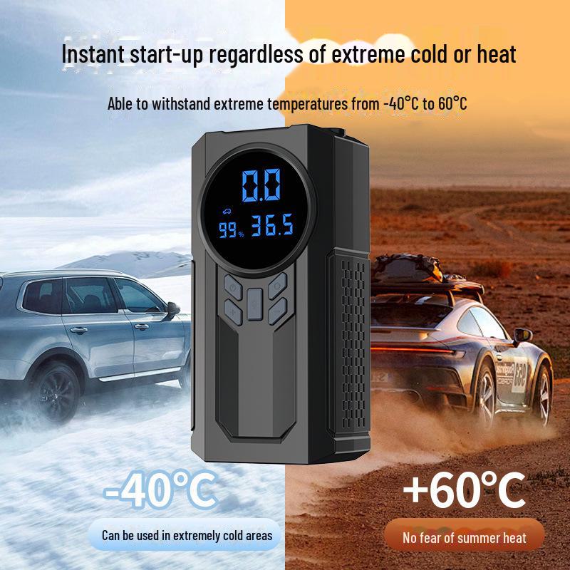 Portable Wireless Air Pump & Power Bank: Multi-Function Digital Display Tire Inflator with Emergency Power Supply