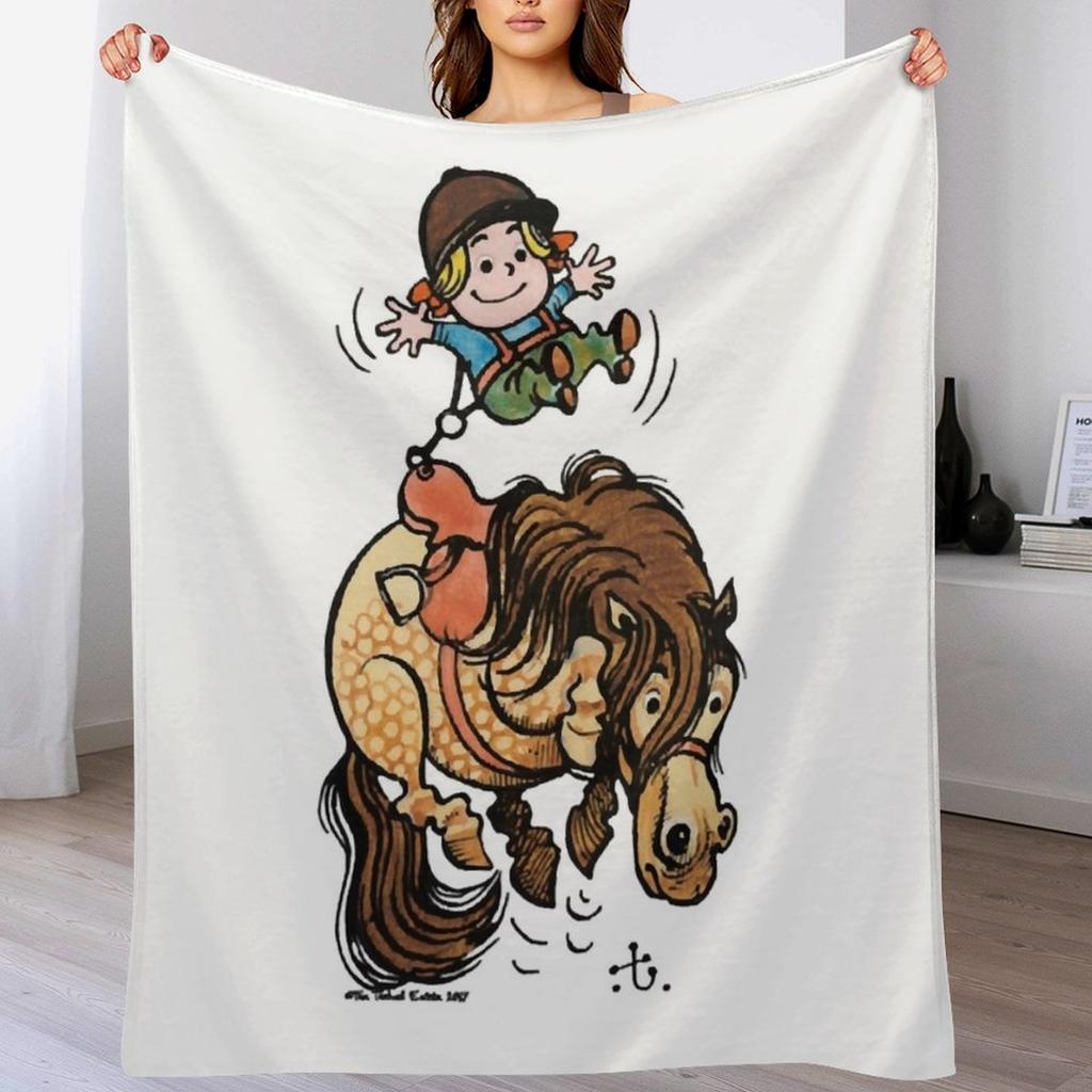 Thelwell Funny Illustration Bucking Horse Throw Blanket Soft Cozy Blanket for Pet Kids Adults