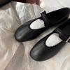 Sheepskin version~ French one-word buckle soft-soled round head shallow mouth Mary Jane single shoes women's genuine leather flat-soled small leather