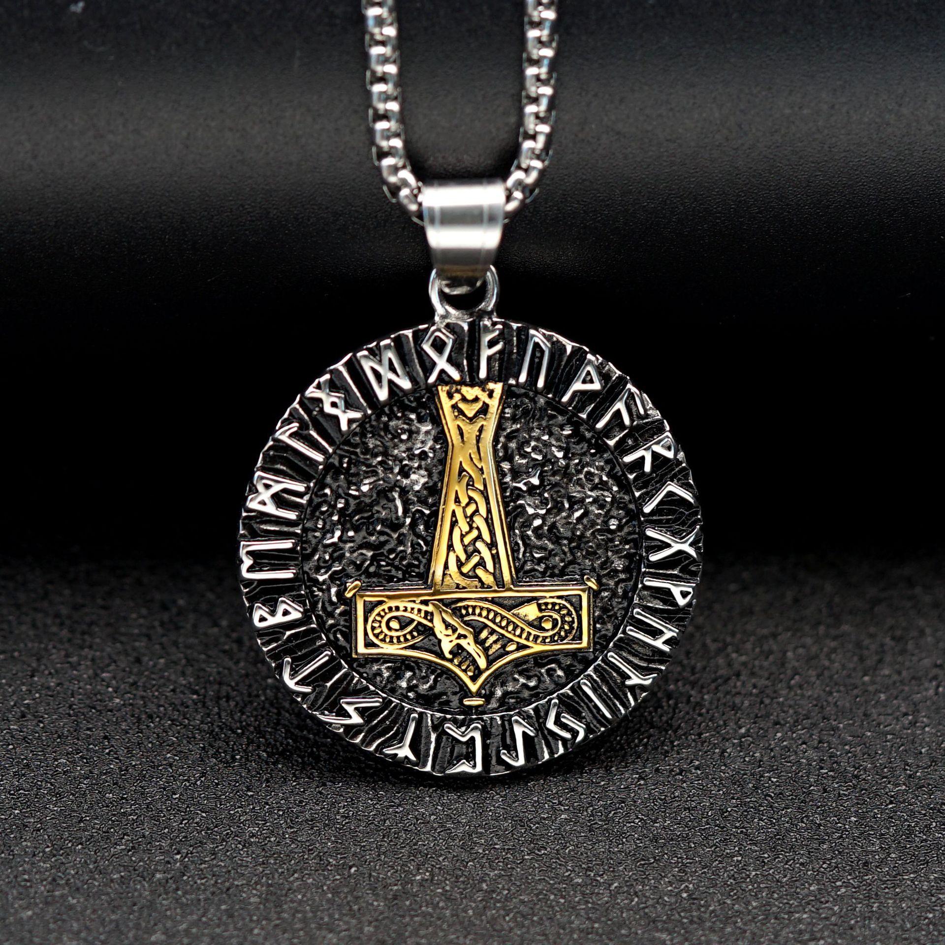 Кулон Ретро Нордический Стиль Викинг Круглый Бренд Мужской Хип-Хоп Универсальное Ожерелье 50CM