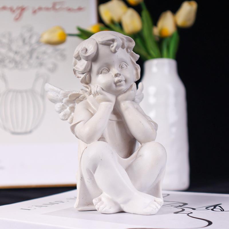 Angel Series Nordic Style Exquisite Resin Sculpture Craft Art Home Decor for Living Room, Bookshelf, and Entrance Decoration