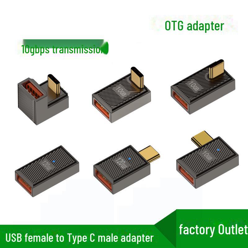 

120W Fast Charge USB-C Male to USB Female OTG Adapter & Data Cable for Phones and Computers