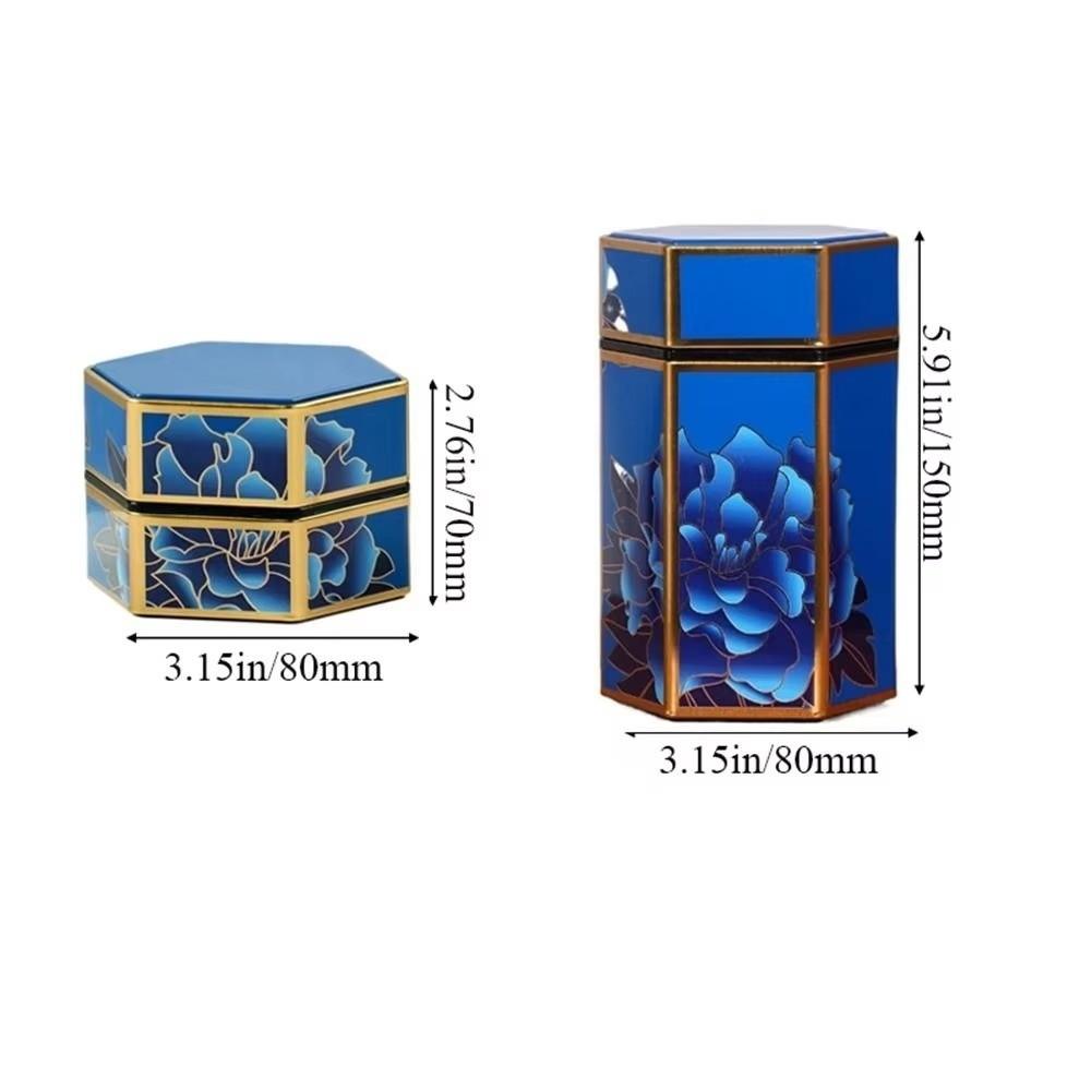 Creative Hexagonal Tea Box Sealed Tinplate Tea Storage Tank Small Tea Storage Container Tea Set Accessories
