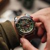 AVI-8 Hawker Hunter Atlas Dual Time Chronograph 43mm Men's Watch - 12-sided Stainless Steel Case, Japanese Quartz Movement, Dual Time & 12-Hour