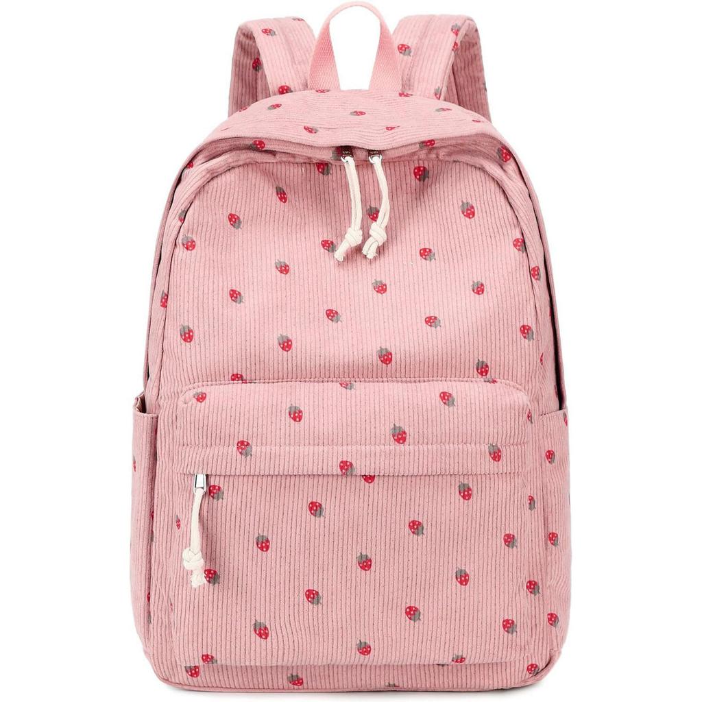 Teen Girl School Bag Elementary School High School Corduroy Strawberry Printed Computer Backpack Backpack Female