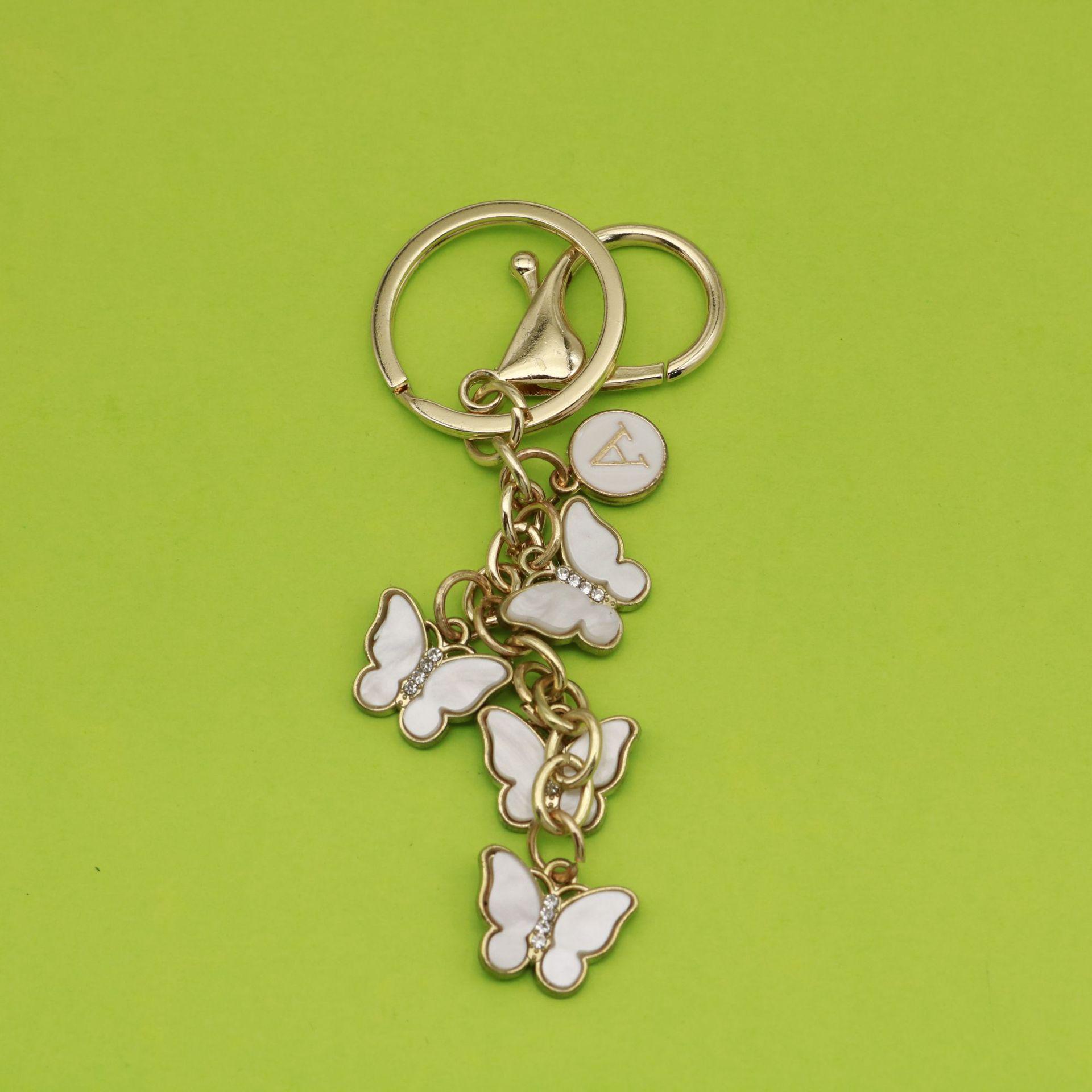 Simple Maple Leaf Letter Keychain Pendant D белый