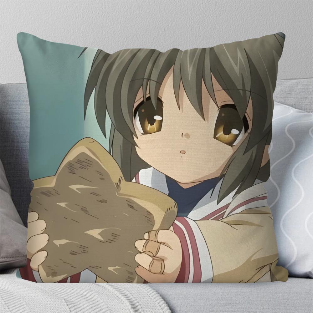 Japansk Anime Clannad Kuddfodral Fyrkantig Kudde Sovrum Soffa Fritid Komfortkudde Bil Vardagsrum Heminredning 40X40
