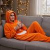 Roupa de Lanterna de Abóbora Halloween Macacão Pijama, Macacão Cosplay Adulto com Rosto Feliz Confortável de Pijama de Feriado, Fantasia Macia com Capuz para