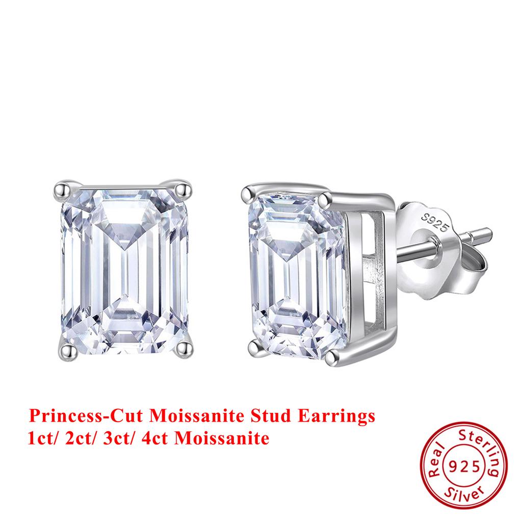 Effie Queen 100% 925 Sterling Silber 1/2/3 Karat Oval Geformte Moissanit Diamant Steckerohrringe Hochzeitsparty Ideales Schmuckgeschenk MOE02