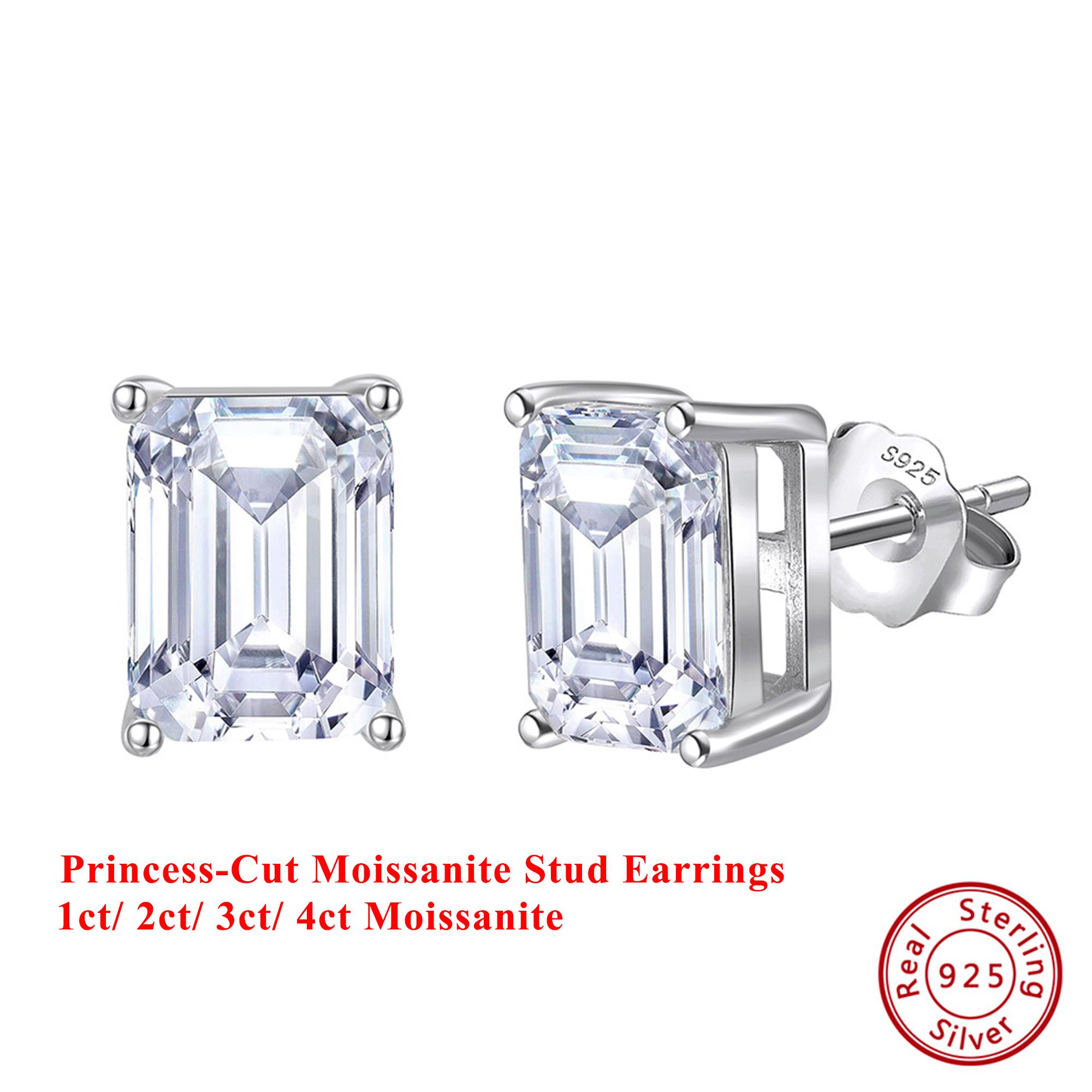 

Effie Queen 100% 925 Sterling Silver 1ct/2ct/3ct/4ct Moissanite Square Shaped Stud Earrings for Men, Women s Wedding Party MOE08 1ct Moissanite срібний