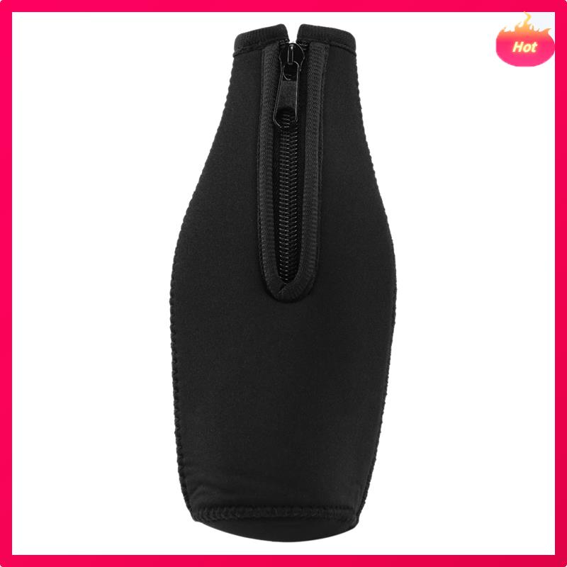 12 Pack Beer Bottle Cooler Sleeves Keep Drink Cold Zip-Up Extra Thick Neoprene Insulated Sleeve Cover Black