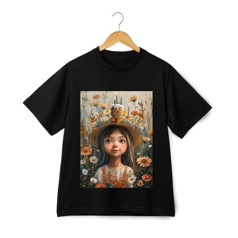 Flower Sea and Birthday Cake Girl Theme Short - Sleeve T - shirt| Tee