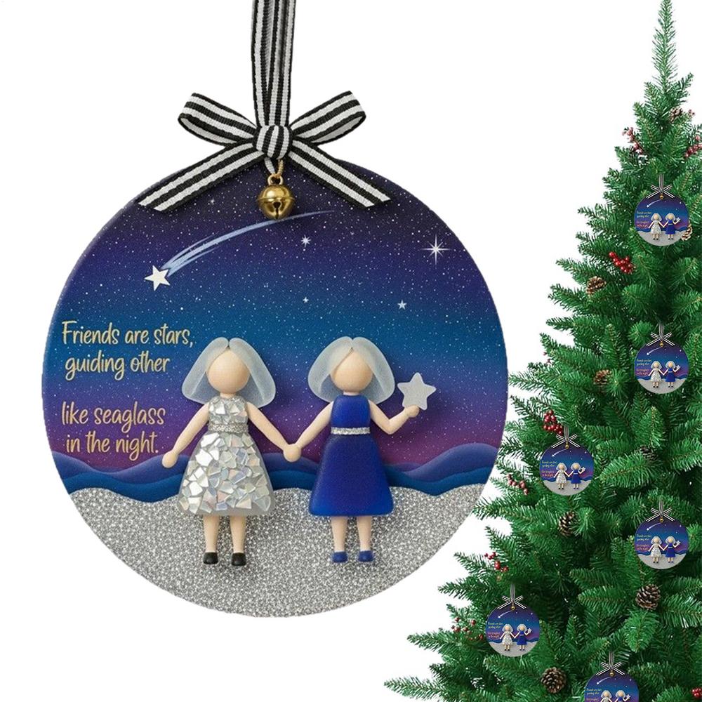 Friends Ornaments For Women 2D Acrylic Christmas Tree Ornament Tree Decor Acrylic Friendship Pendant For Outdoor Windowsills