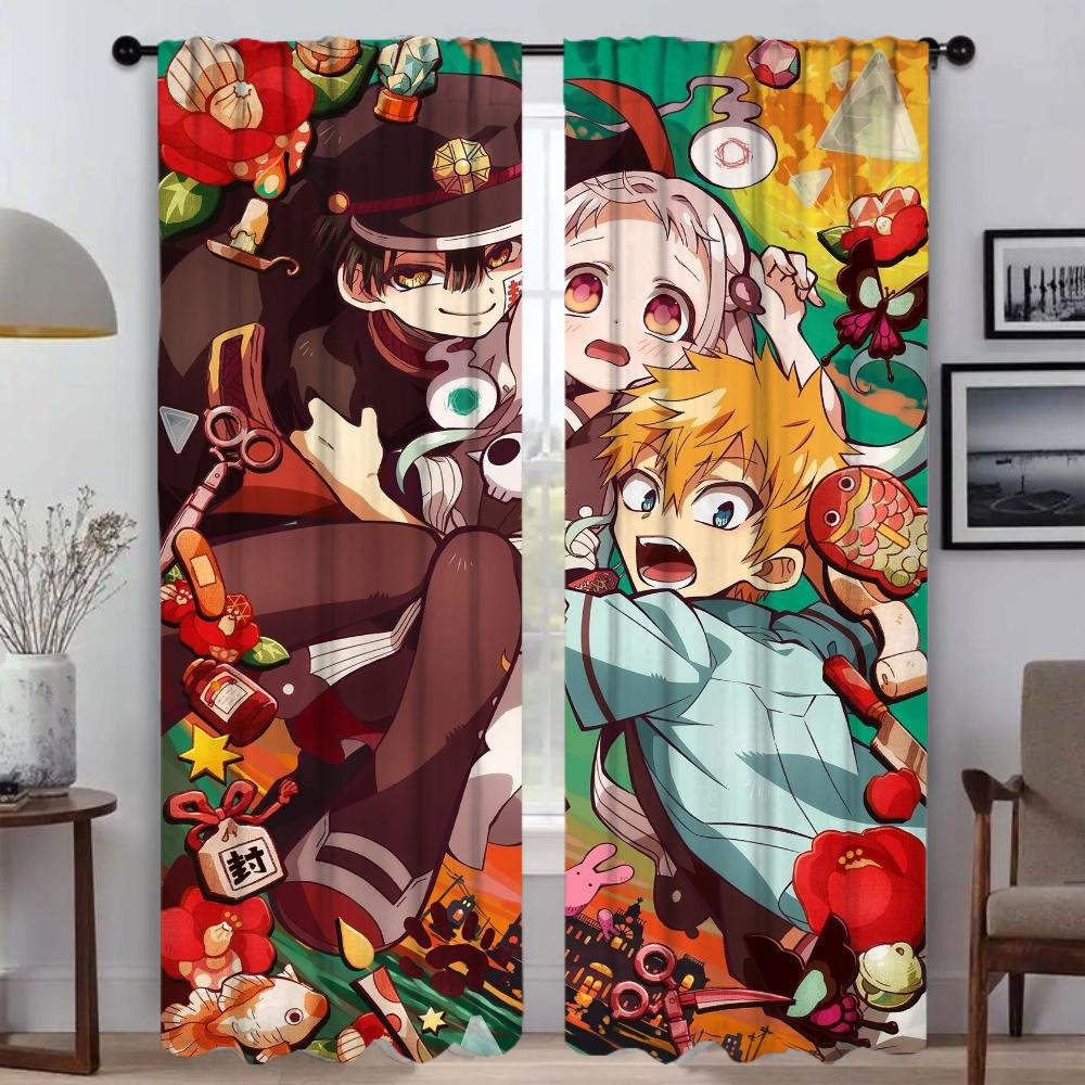 Hanako Kun Partition Kitchen Curtains for Camera Window Curtain for Room 2 Panel Home Interior Curtains Shades Living Blackout