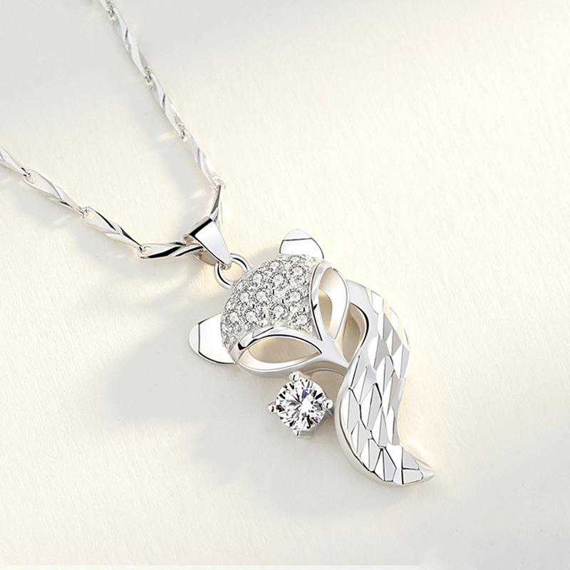 Fox pendant S925Silver pendant for women, pure silver single pendant necklace, clavicle chain with single pendant