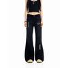Low waist black slim fit straight rivet jeans American retro autumn pants micro-flared trousers mopping pants cotton