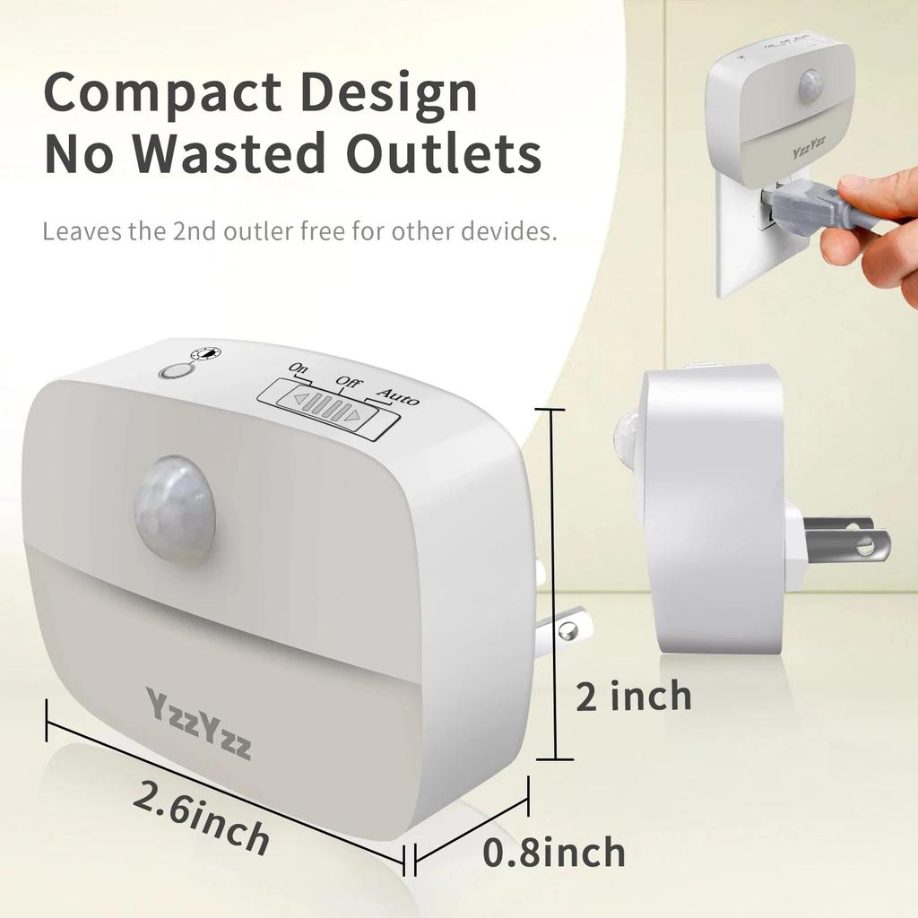 LED Nattlys med Bevegelsessensorlys EU US Plugg Stikkontaktlamper Barn Nattlys Trådløs Vegg Nattbordslampe Soverom Nattlampe