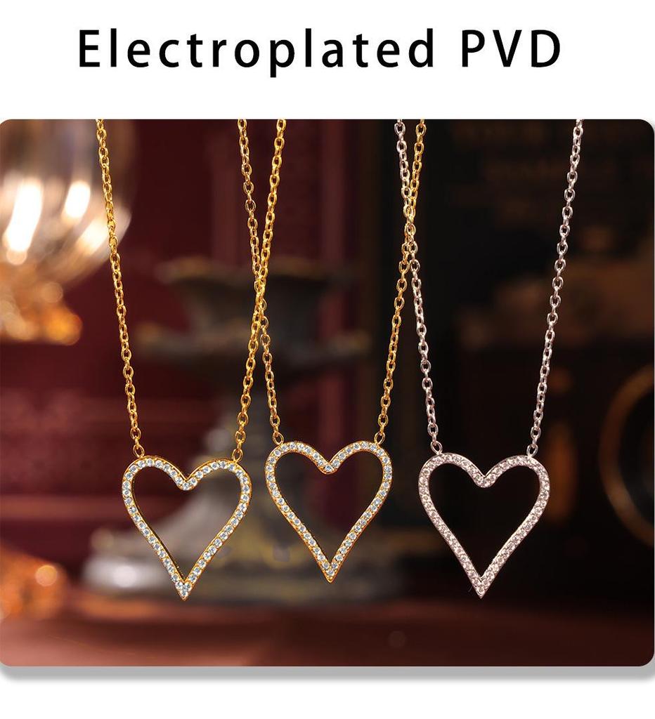 Qiong Yao Heart Zircon Clavicle Chain Bracelet - Light Luxury, Simple Women's Set
