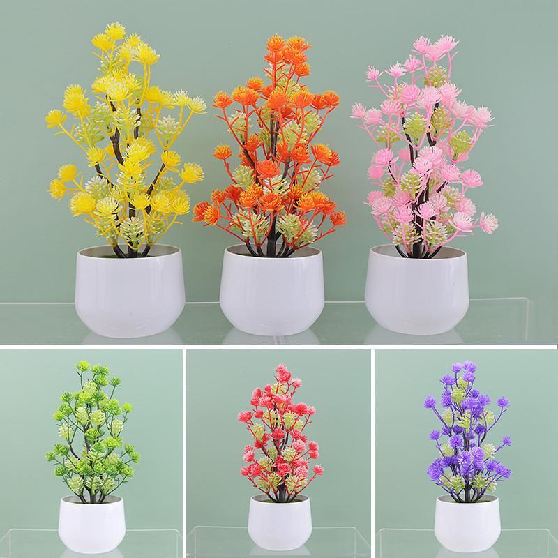 Camellia Multicolor Simulation Japomica Artificial Flower Green Plant Bonsai