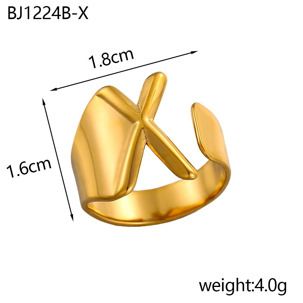 

CARLIDANA Designer Initial Letters Alphabet Waterproof Gold Plated Non Tarnish Stainless Steel Fashion Jewelry Rings for Women resizable&gold