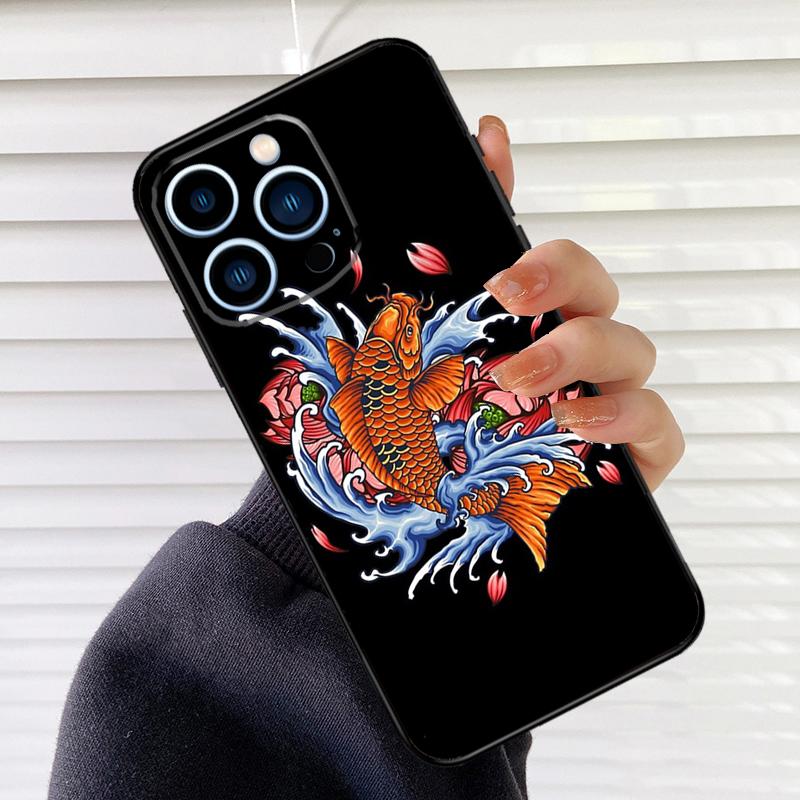 Tattoo Japanese Koi Dragon Wave Phone Case For iPhone 16 14 13 12 11 15 17 Pro Max mini 15 16 Plus 16e 17 Air Cover Fundas