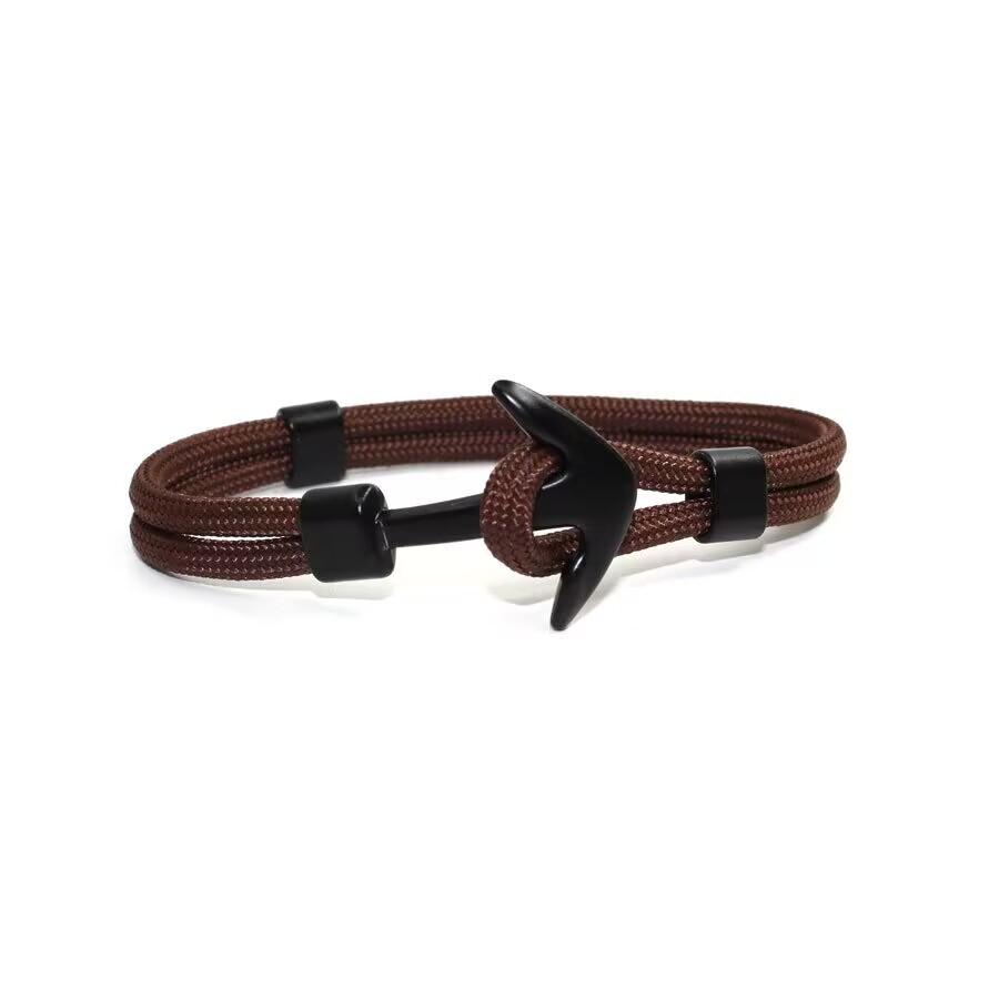 New Fashion Woven Multilayer Black Anchor Bracelets Men Hope Anchor Bracelet Pulsera Navy Hand Lucky Survival Leather