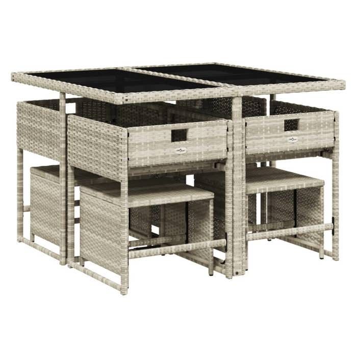 VidaXL Garden Dining Set with Cushions 9 Pcs, Patio Table and Chair, Patio Furniture, Outdoor Furniture, 3211319