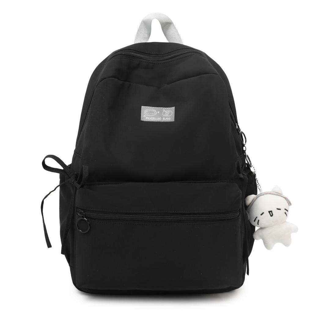 Schoolbag Simple and Versatile Ins Campus Style Backpack Female Solid Color Large Capacity High School Student Schoolbag Travel Computer Backpack