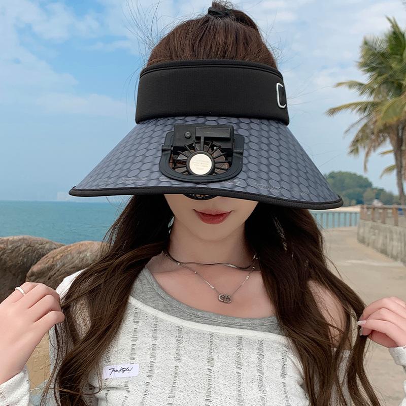 Summer Outdoor Sun Hat for Women with Large Brim with Fan Rechargeable Empty Top Hat Versatile Sun Hat Sun Hat