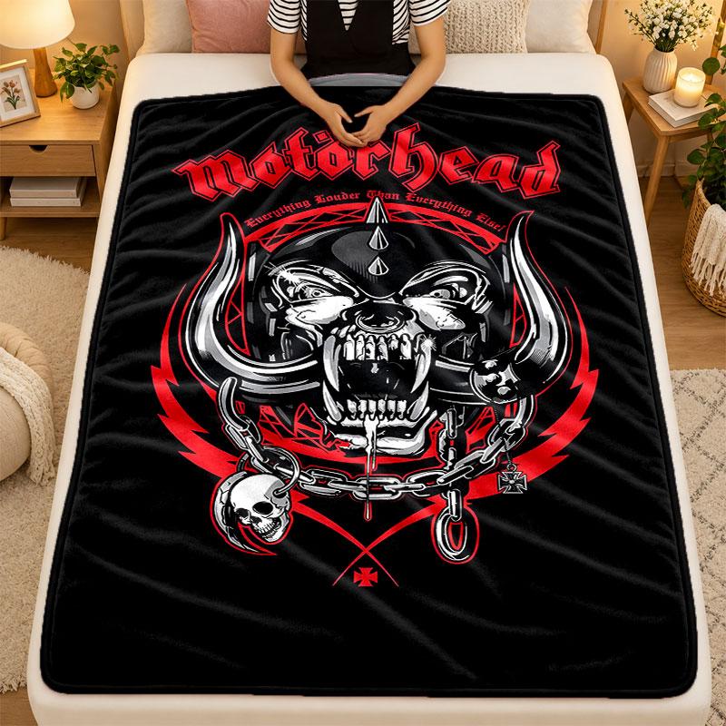 Flannel BlanketMotorhead Warm Soft Throw Blanket for Indoor Sofa Bed Living Room Use