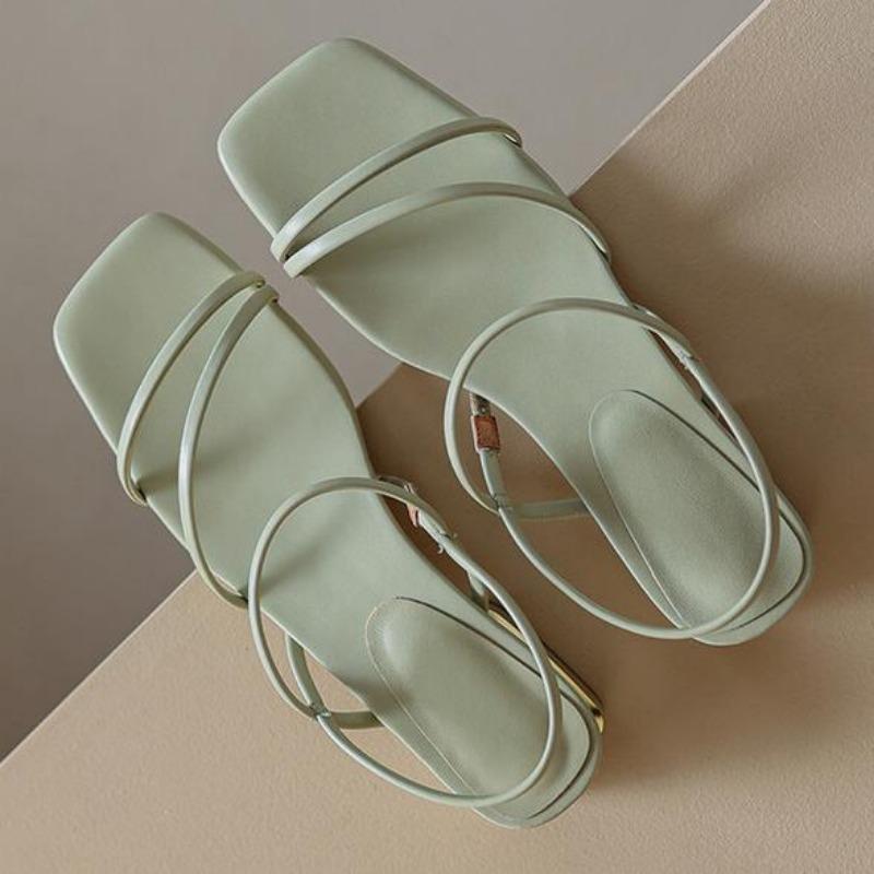 

2025 Новые Летние Сексуальные Женские Босоножки с Открытым Носком, Босые Ноги, Ремешки, Обувь, Резиновая Подошва, Низкий Каблук, Женские Сандалии, Женская Обувь 39 зелёный