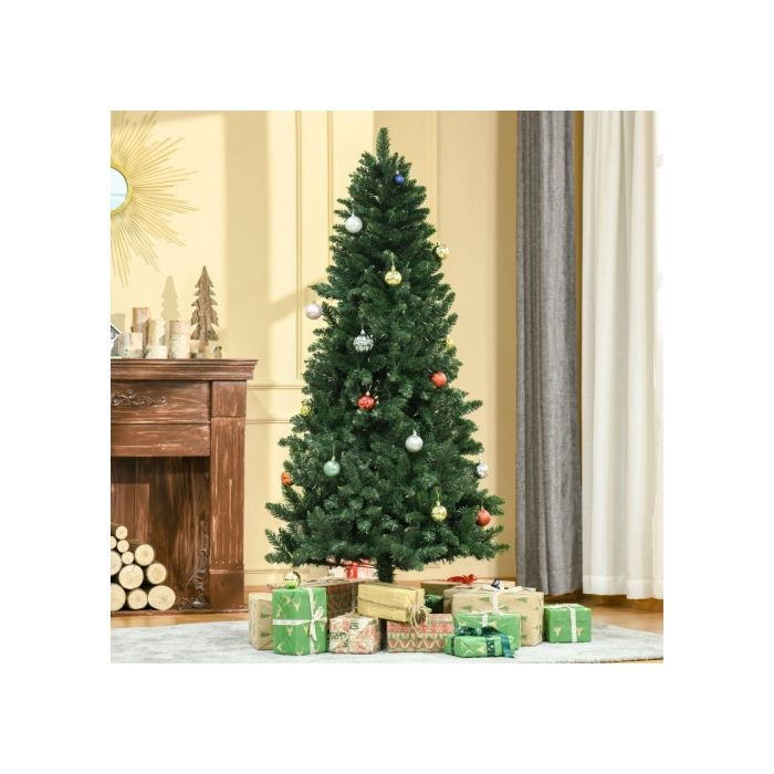 HOMCOM Sapin de Noël artificiel 180 cm Sapin artificiel avec 724 branches Support métallique pour l'intérieur