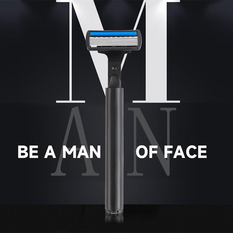 12-Blade Manual Razor For Men Six-Layer Replaceable Heads Old-Style Stainless Steel Blades Do Not Hurt The Skin Easy To Carry