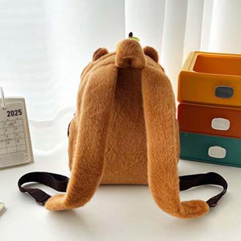 Thickened Cartoon Animal Daypack PP Cotton Large Capacity School Bag Capybara Plush Backpack  Gifts