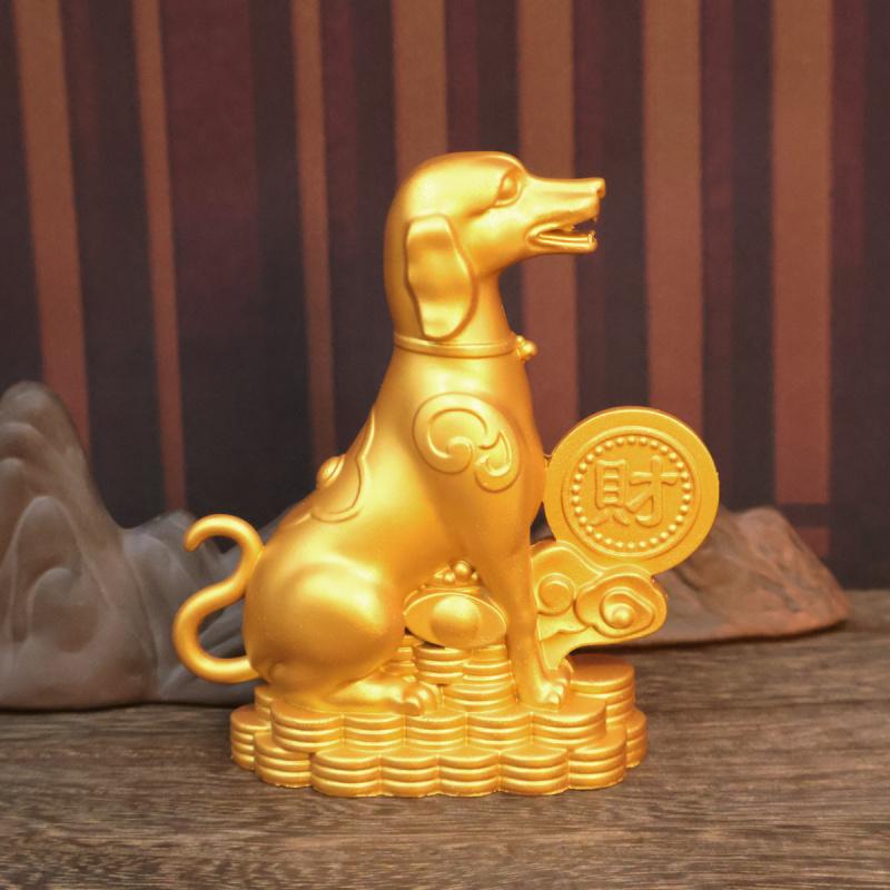 Prosperous Figurine Sitting Ground Wealth Yuanbao Zodiac Dog Decoration Home Gift Office Craft