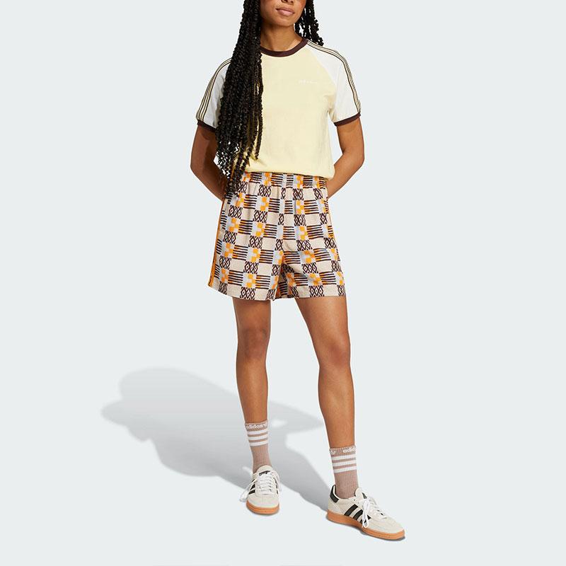 Adidas Originals 80s Colorblock Stripe Sports Short Sleeve Tee Women Tops Yellow JD5762