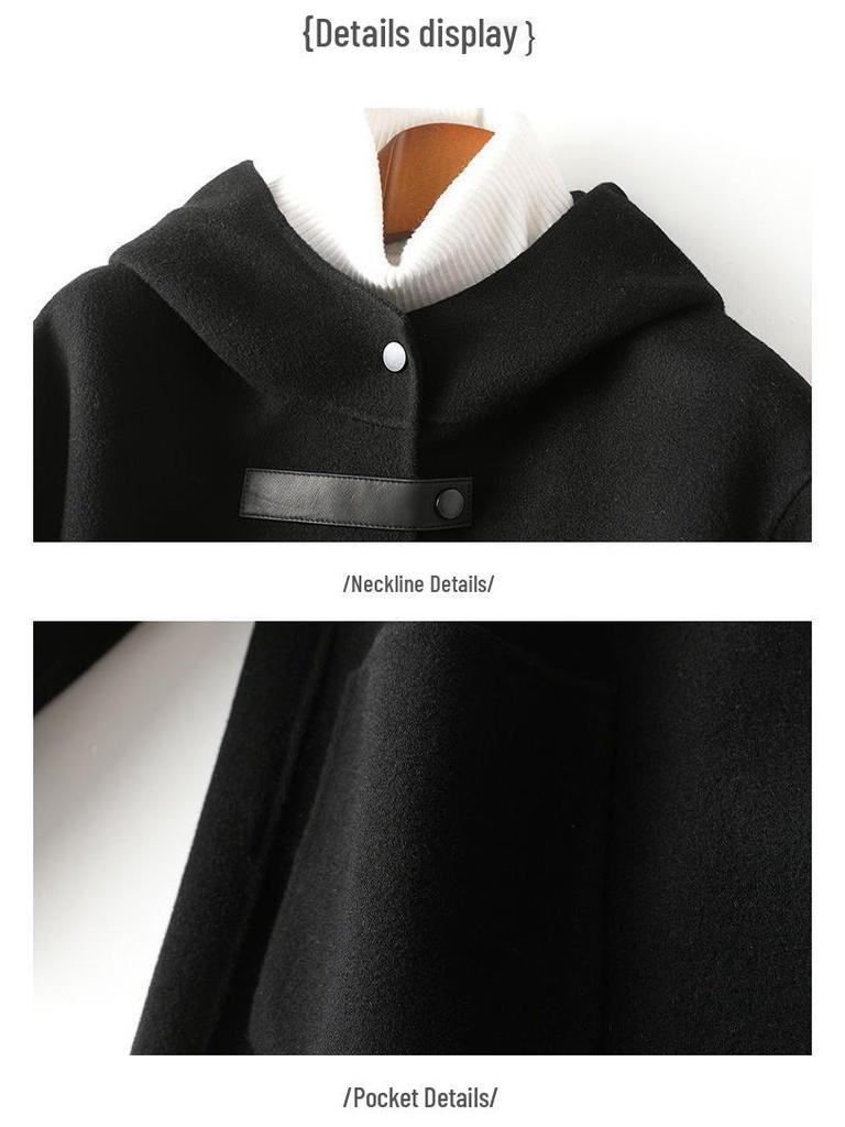 Dámský vlněný kabát volného střihu s kapucí a velkými kapsami, trendy pro rok 2023