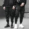 Spring Casual Pants Men Slim Fit Cotton Harem Pants Black Ribbons Ankle Length Joggers Men