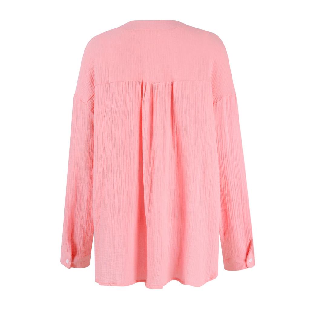 Thin Solid Color Pleated New Loose Casual Style Women's Tops