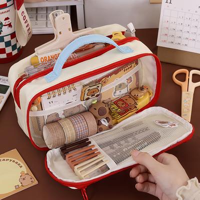 Large Capacity Retro Pencil Case with High-end Feel for Students During the Back To School Season, Dirt Resistant Stationery Box