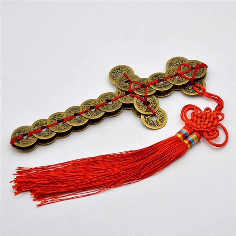 M-Modern-Home Furnishing Decorations China Coin Mascot Feng Shui Brass Coin Ornaments 28Cm For Protection Copper